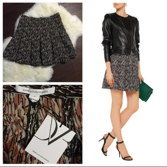 Diane Von Furstenberg Gemma Pleated Skirt 12 - Picture 1 of 12